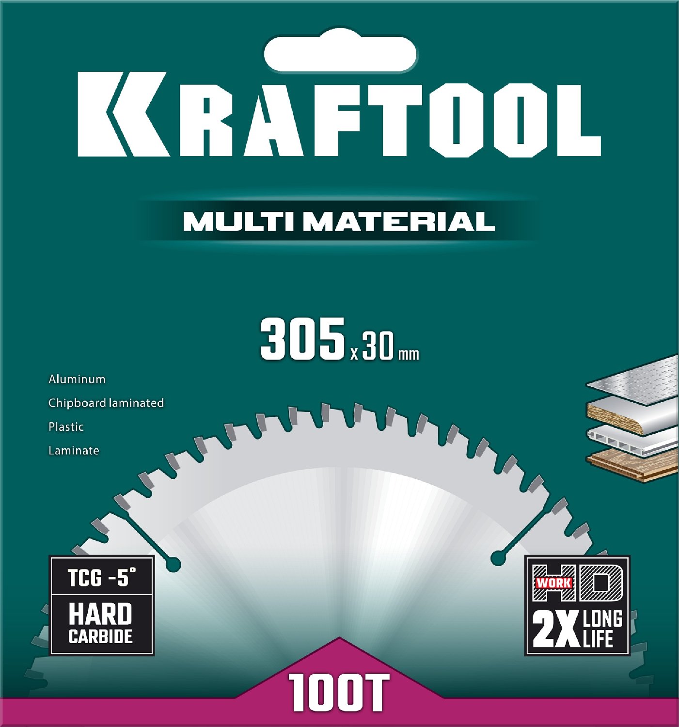 KRAFTOOL Multi Material 305х30мм 100Т, диск пильный по алюминию (36953-305-30)