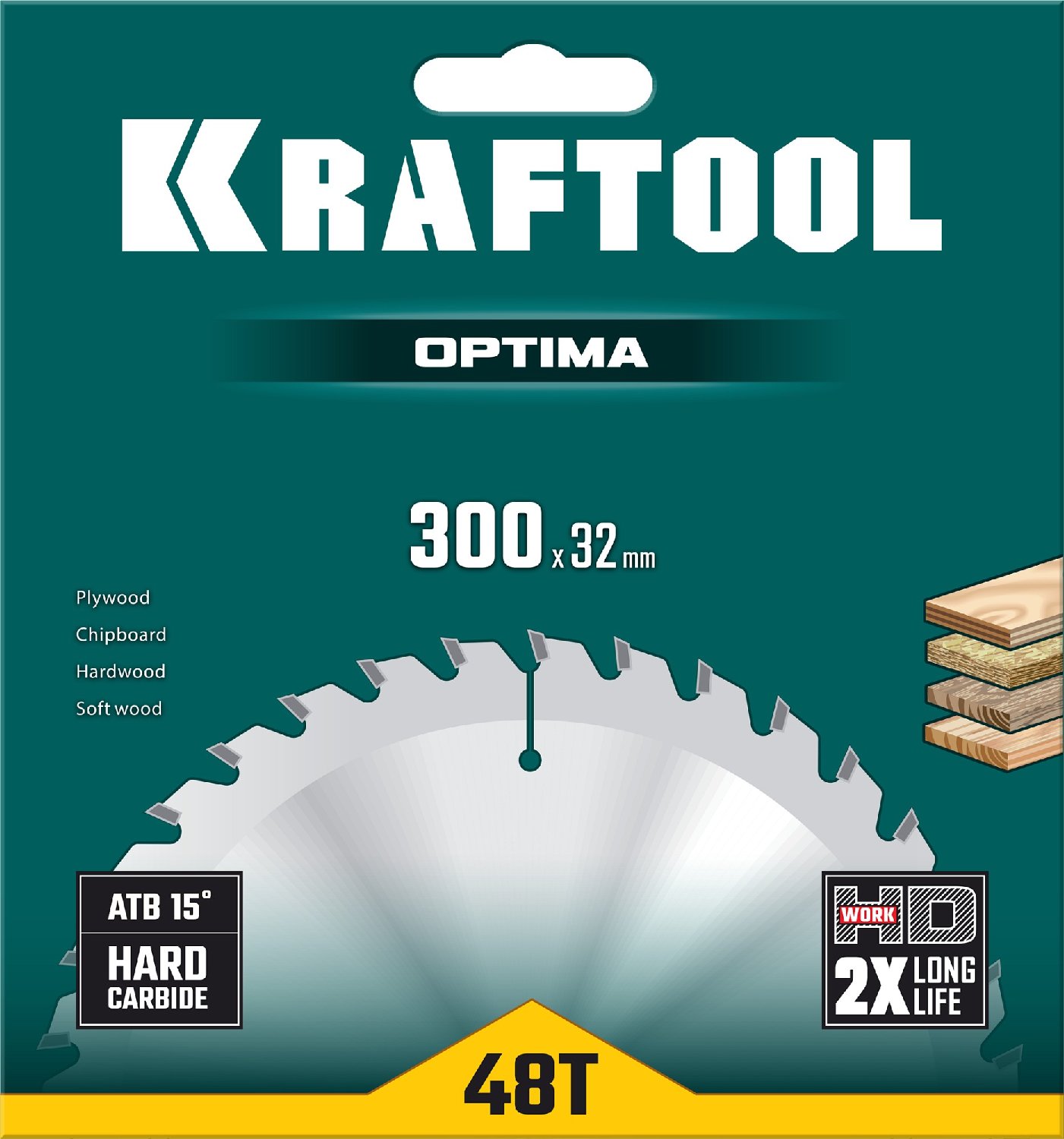 KRAFTOOL Optima 300х32мм 48Т, диск пильный по дереву (36951-300-32)