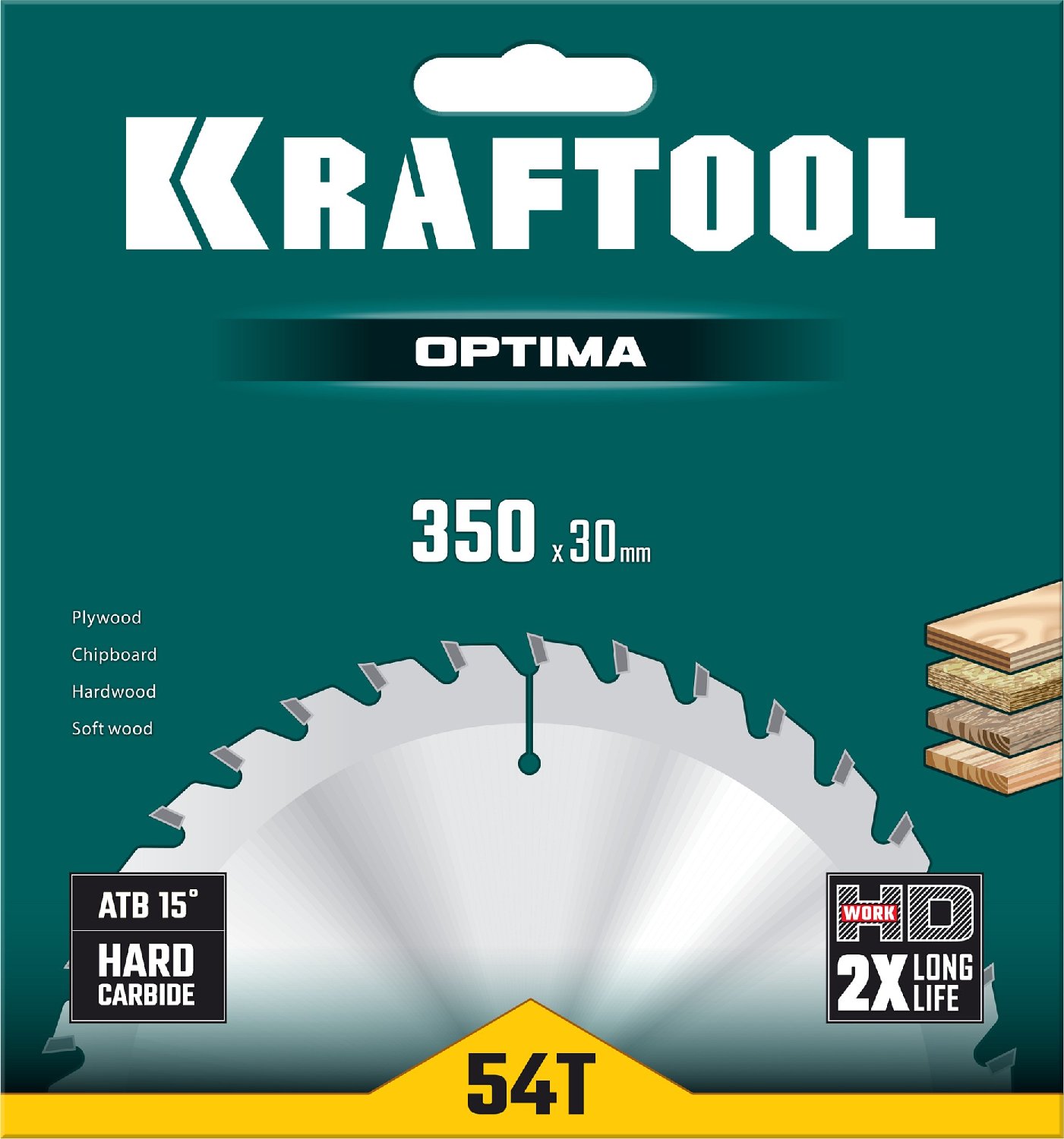 KRAFTOOL Optima 350х30мм 54Т, диск пильный по дереву (36951-350-30)