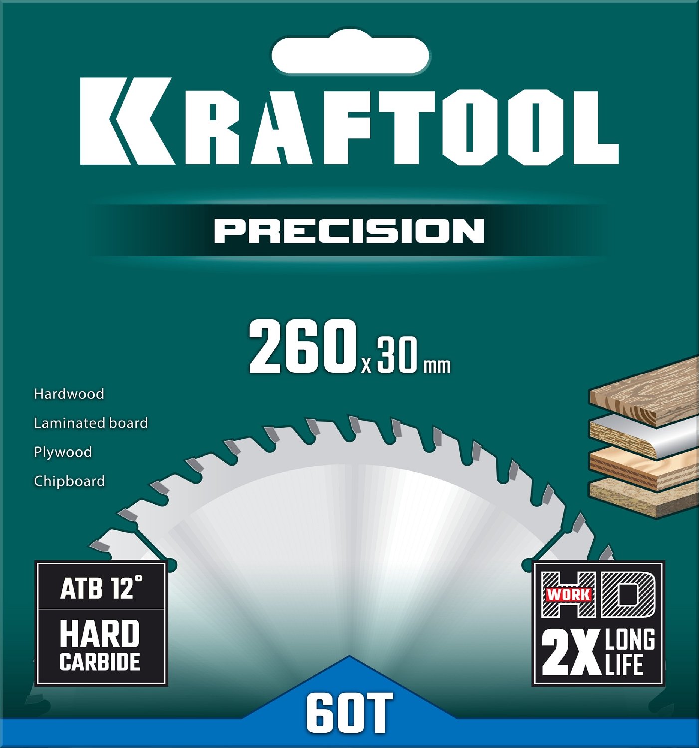 KRAFTOOL PRECISION 260х30мм 60Т, диск пильный по дереву (36952-260-30)