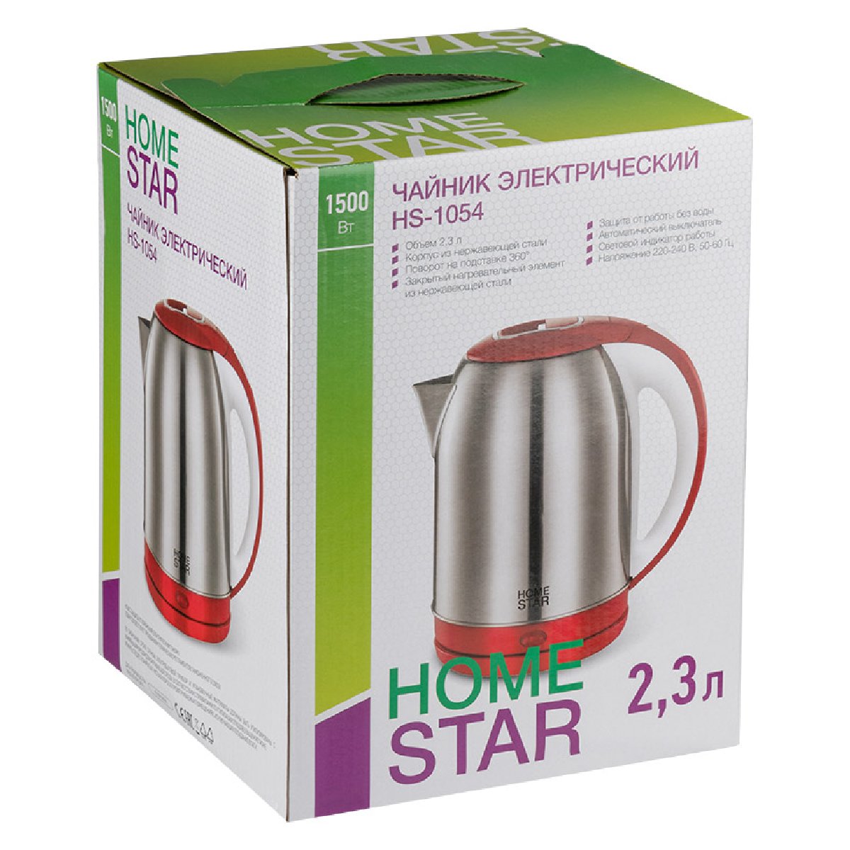 Чайник Homestar HS-1054 (2,3 л) стальной, красный (106466)