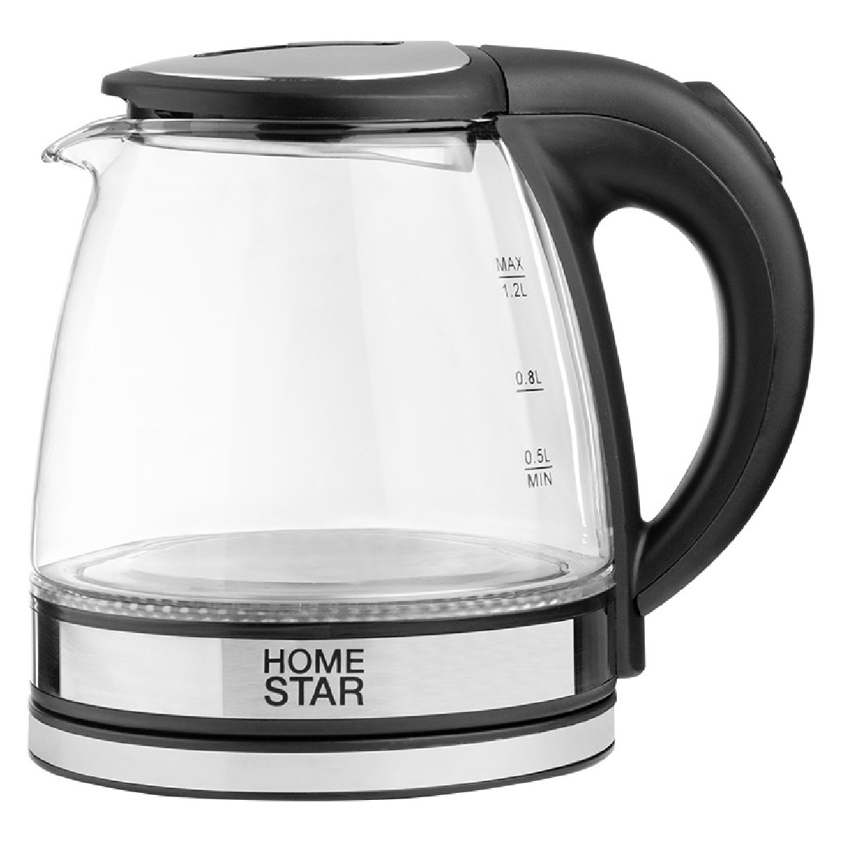 Чайник Homestar HS-1052 (1,2 л.) стекло, пластик черный (106462)