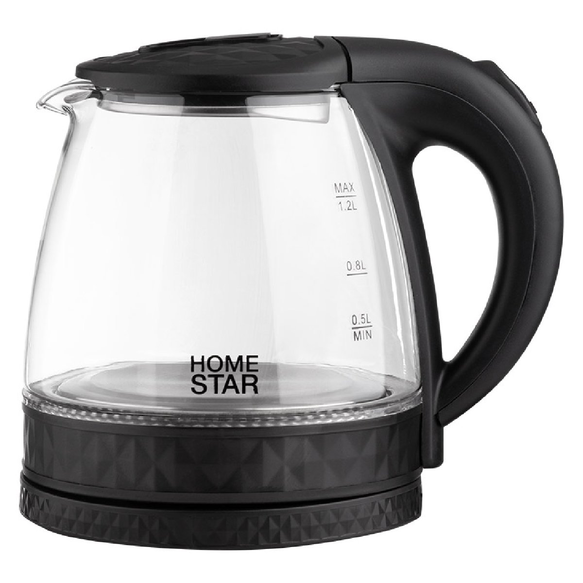 Чайник Homestar HS-1053 (1,2 л.) стекло, пластик черный (106463)