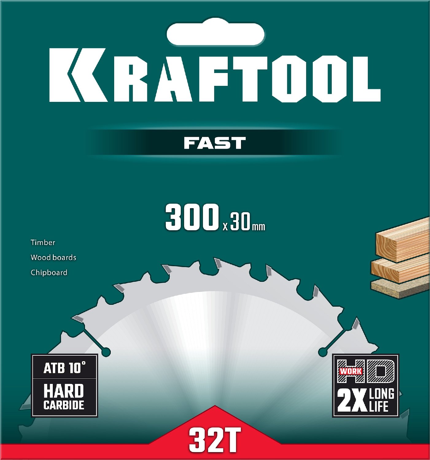 KRAFTOOL Fast 300х30мм 32Т, диск пильный по дереву (36950-300-30)