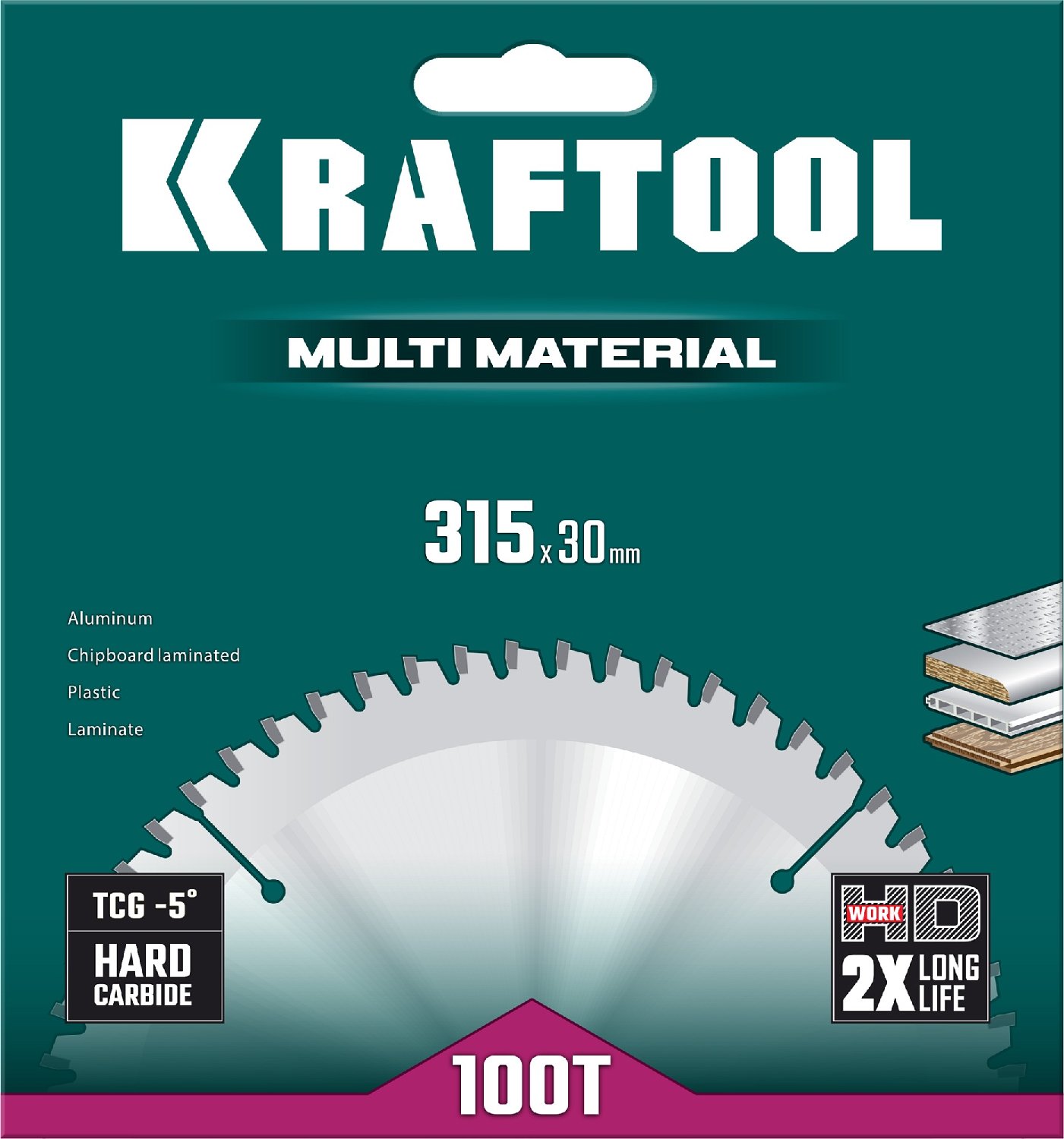 KRAFTOOL Multi Material 315х30мм 96Т, диск пильный по алюминию (36953-315-30)