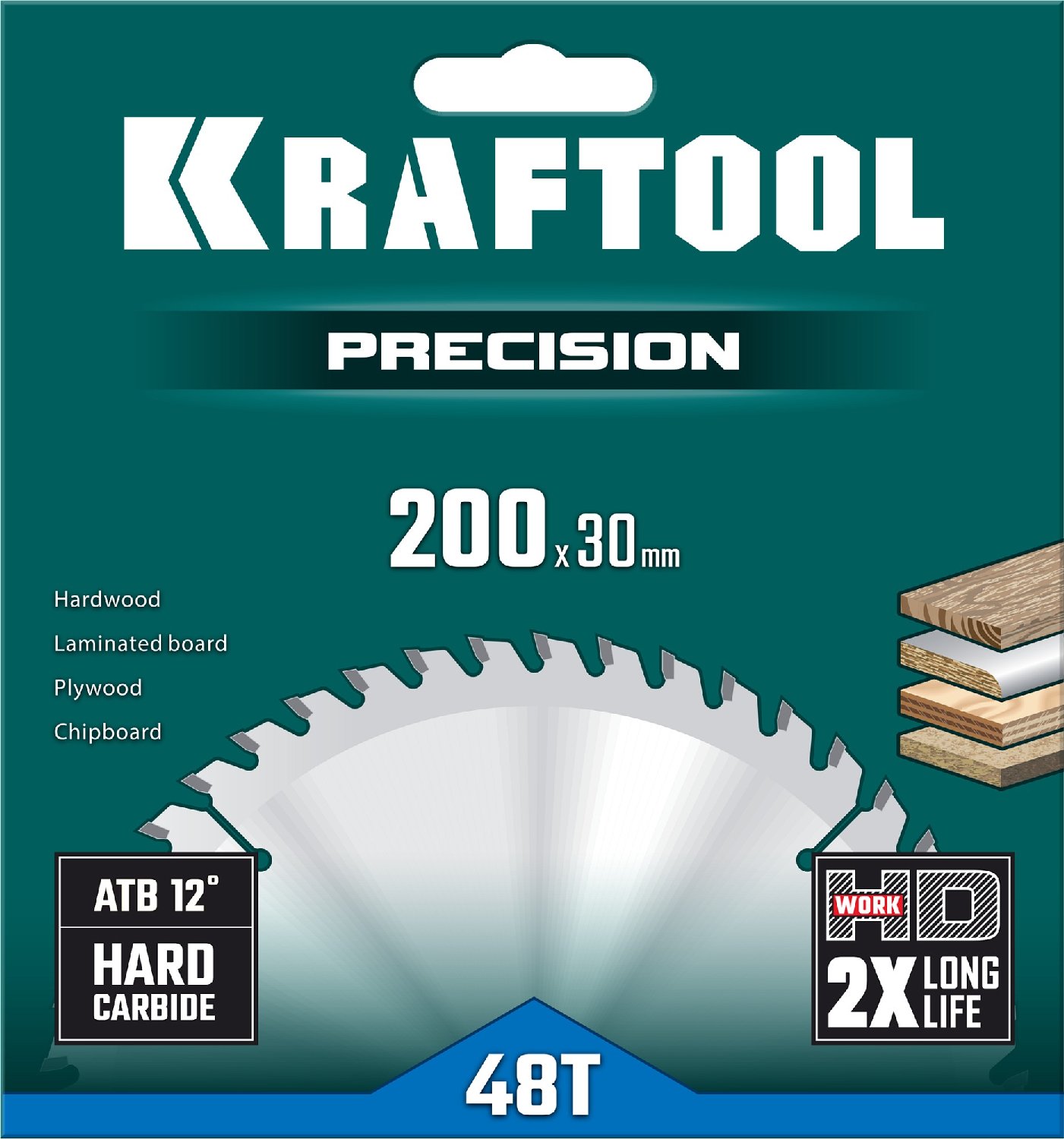 KRAFTOOL PRECISION 200х30мм 48Т, диск пильный по дереву (36952-200-30)