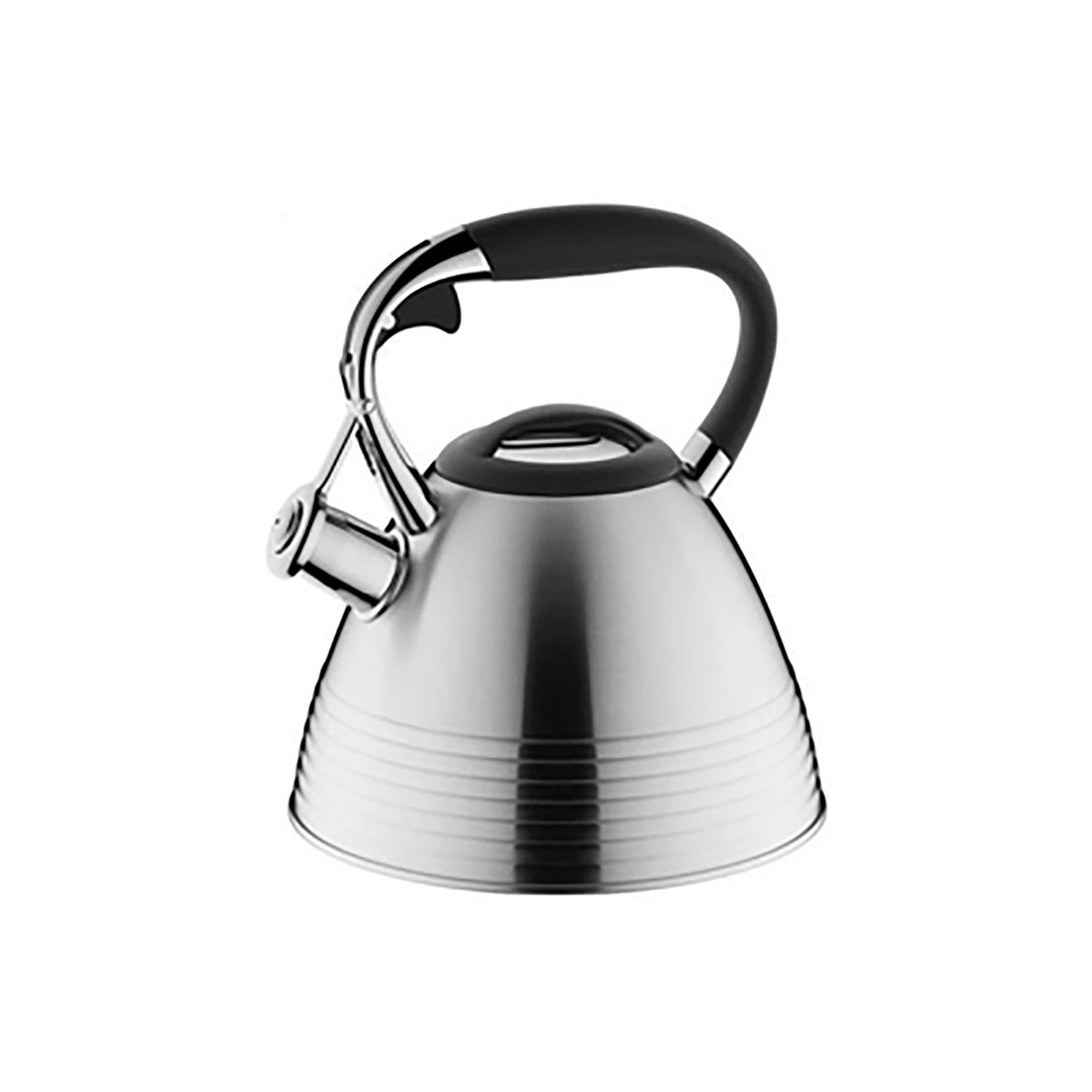 Чайник, MODERN, объем 3 л, из нержавеющей стали, со свистком, матовый, ручка с soft-touch (106718)