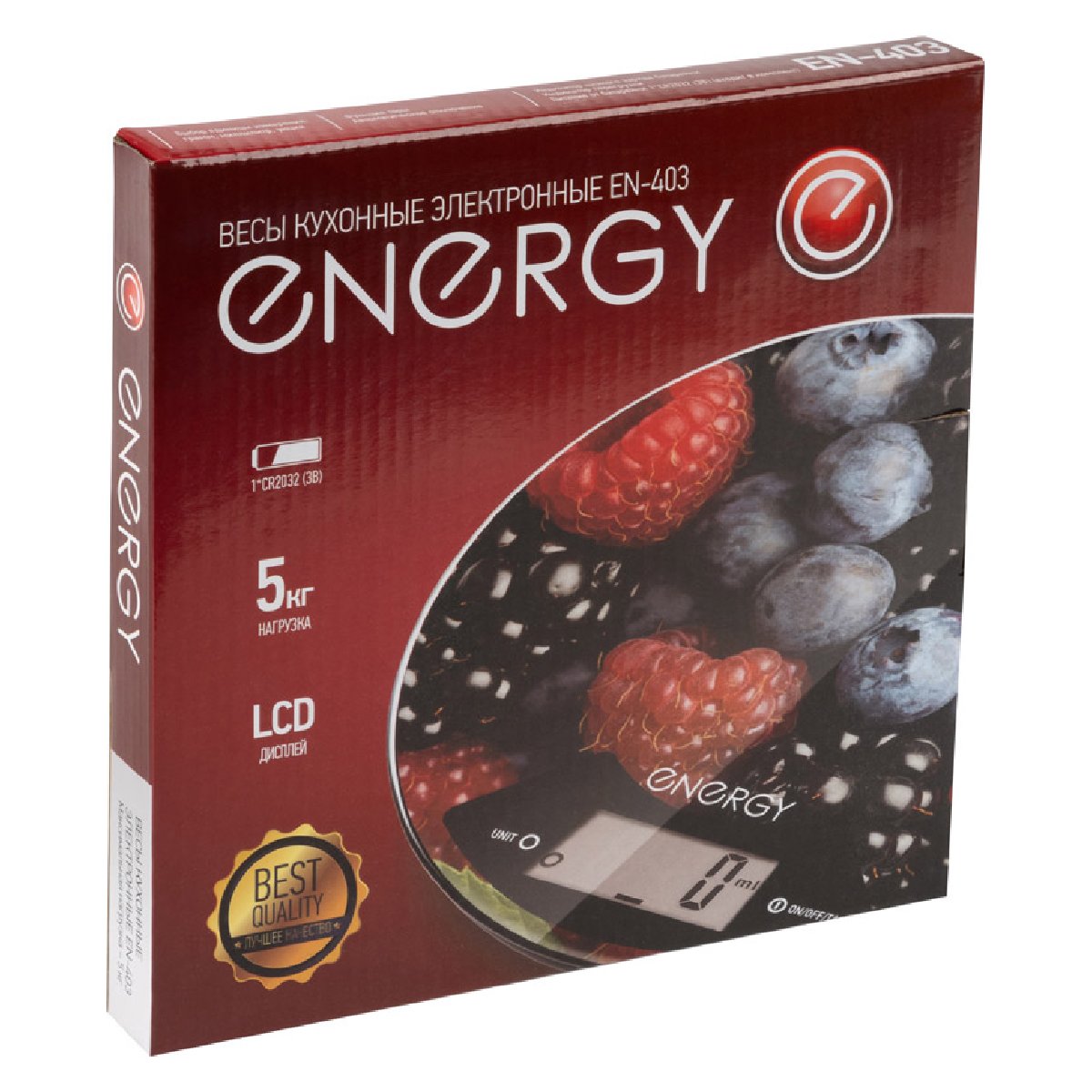 Energy EN-403 Электронные кухонные весы 5кг 1г (ягоды), форма-круг (011645)