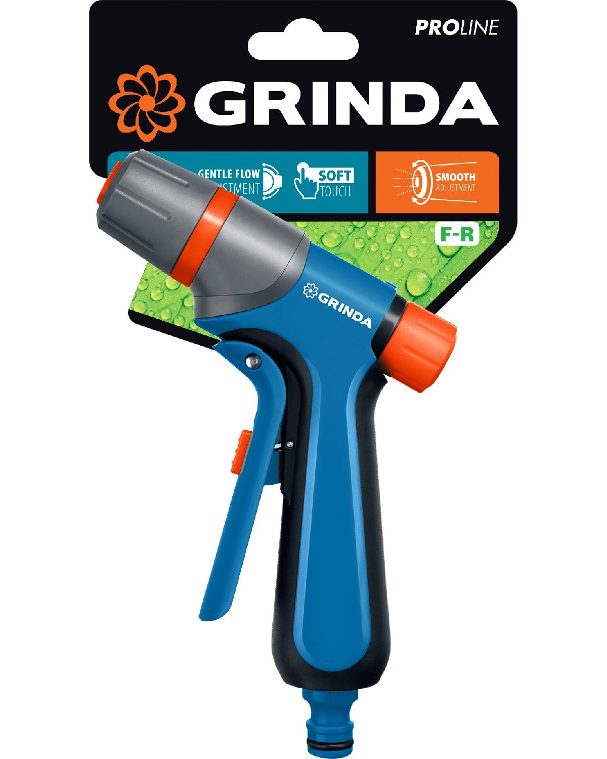 GRINDA F-R, курок спереди, двухкомпонентный, плавная регулировка напора, поливочный пистолет, PROLine (429121) (429121_z01)