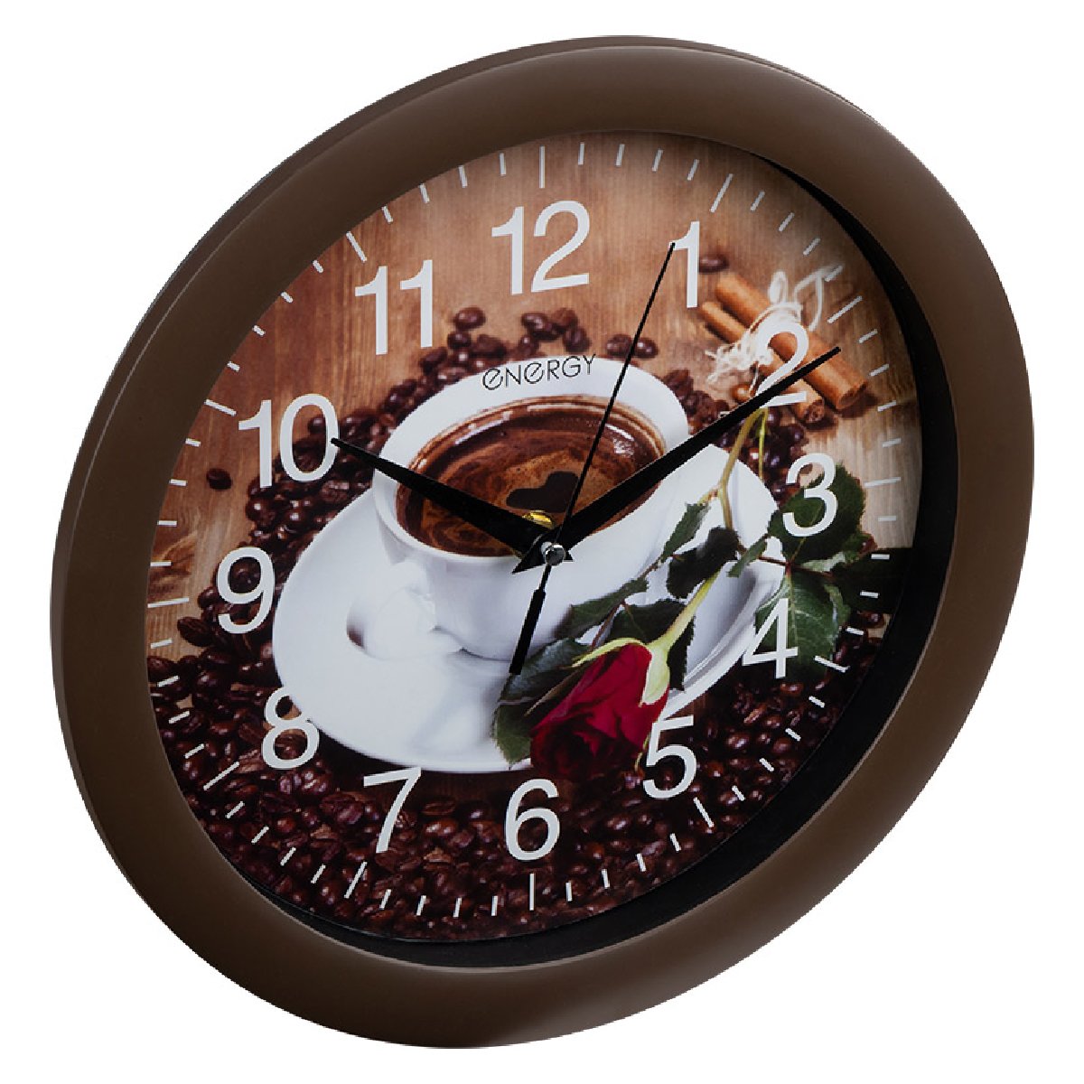Часы настенные кварцевые Energy EC-101 круглые (27.5x3.8 см) кофе (009474)