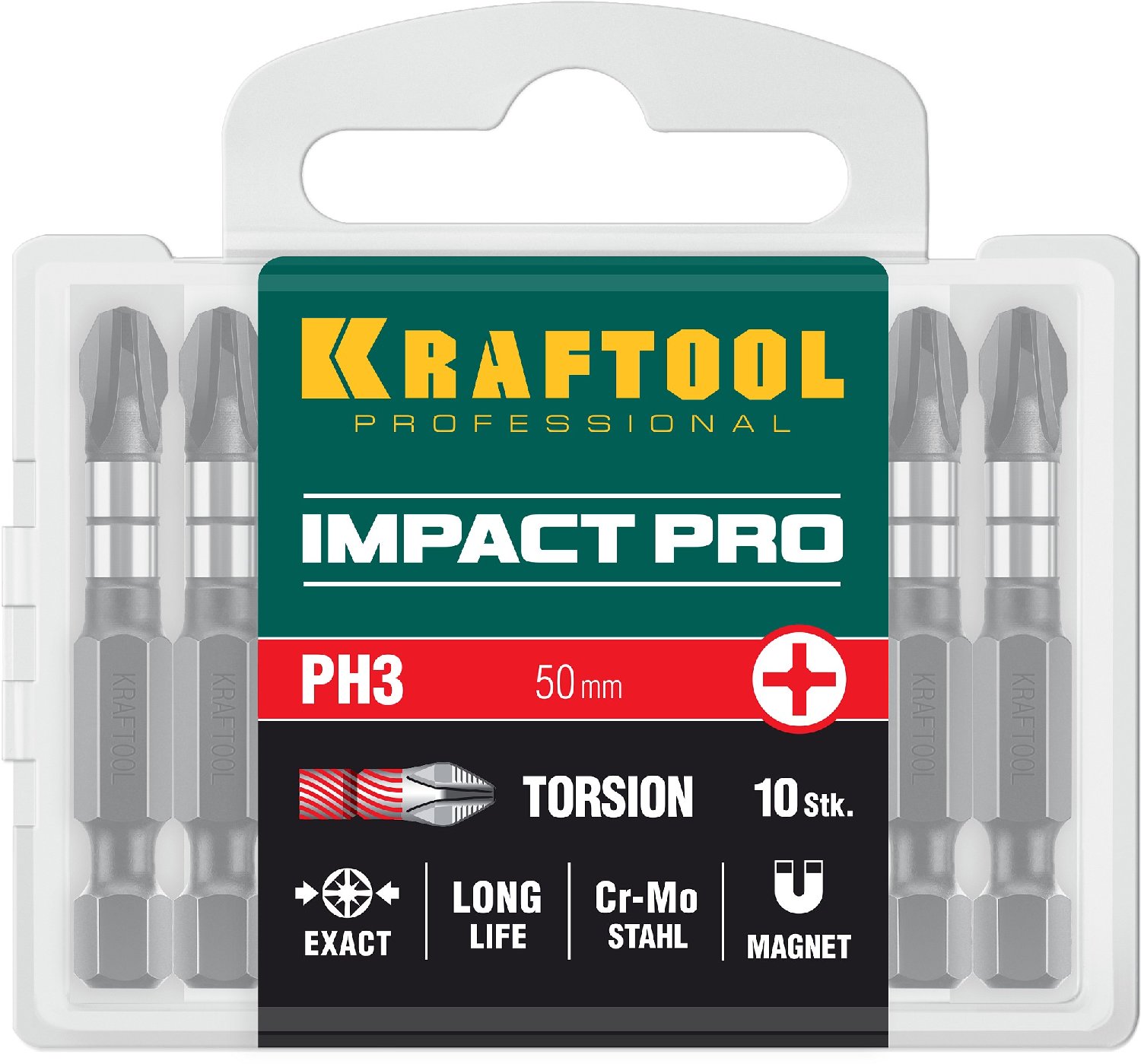 KRAFTOOL Impact Pro PH 3, 50 мм, 10 шт, Ударные биты (26191-3-50-S10) (26191-3-50-S10)