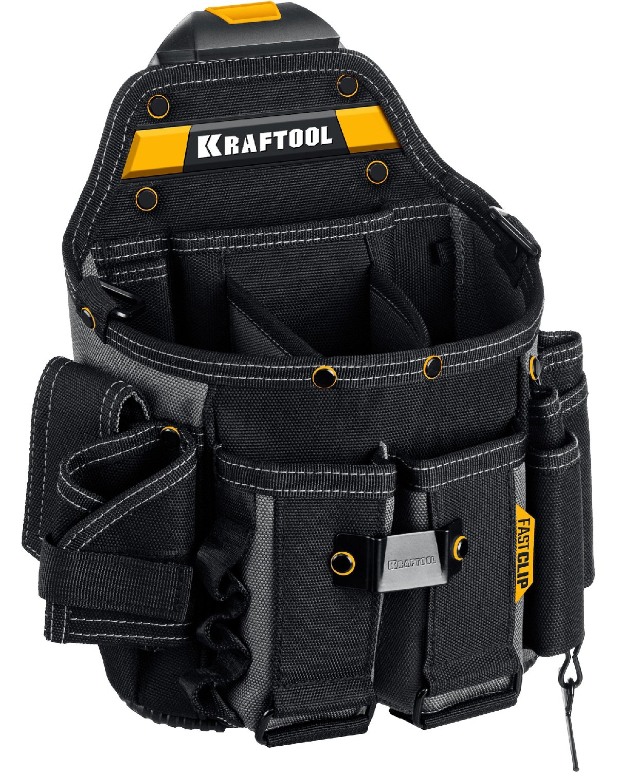 KRAFTOOL KPB-23 с быстросъемным креплением FastClip, плечевой ремень, 23 кармана и петли, 290 х 310 мм, поясная сумка (38766) (38766)