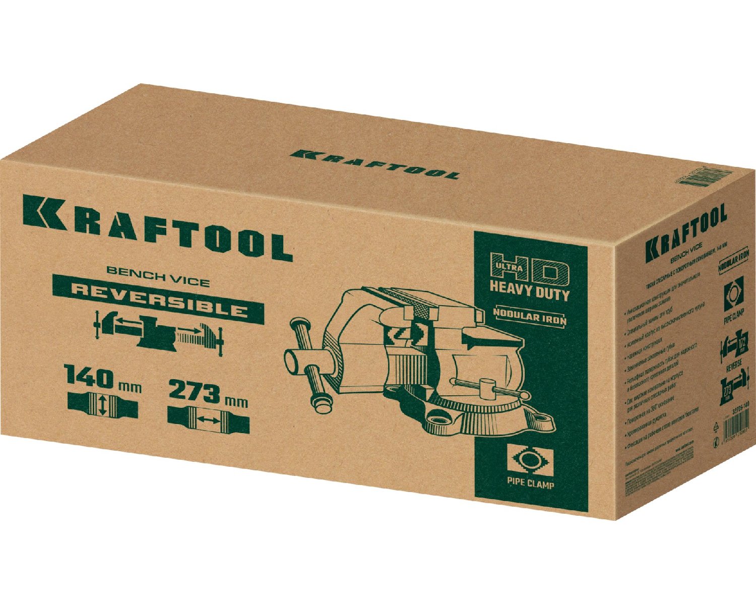 KRAFTOOL Reversible 140 мм, расход 273 мм, Слесарные тиски (32705-140) (32705-140)