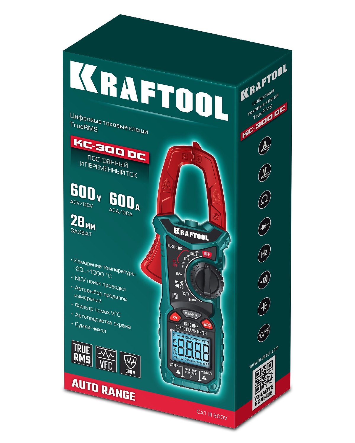 KRAFTOOL KC-300DC Цифровые токовые клещи (59830) (59830)