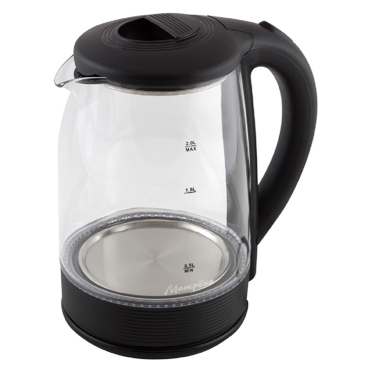 Матрена МА-009 чайник электрический дисковый, 2л, 1500Вт, стекло, черный(005418)