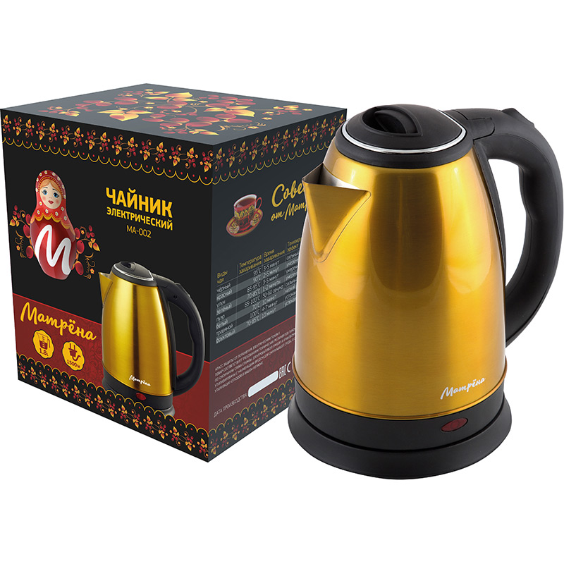 Чайник МАТРЕНА MA-002 электрический (1,8 л) стальной желтый (005407)Купить