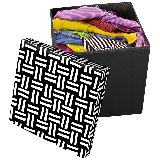 Пуф складной с отделением для хранения, дизайн-плетенка черно-белый, 30x30x30 см (008465)