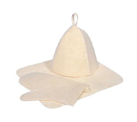 Набор для бани 3 предмета (шапка, коврик и рукавицы) Hot Pot (п шерсть, белый)