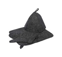 Набор для бани 3 предмета (шапка, коврик и рукавицы) Hot Pot (лавсан, серый)