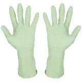 Перчатки латексные с хлопковым напылением, зеленые, размер S (101278)