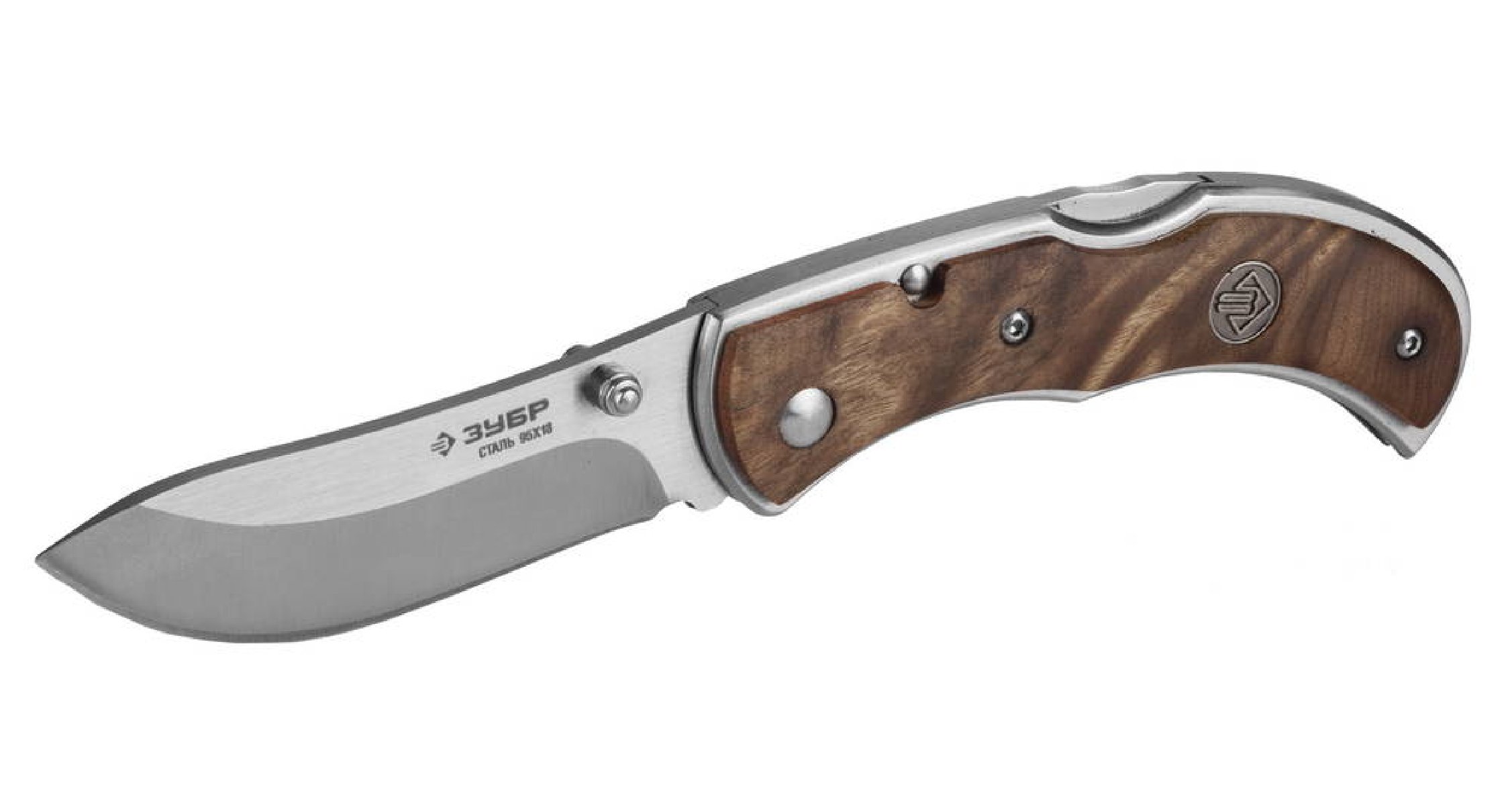 Складной нож ЗУБР Скиф 180 мм лезвие 75 мм рукоятка с деревянными накладками (47712)Купить