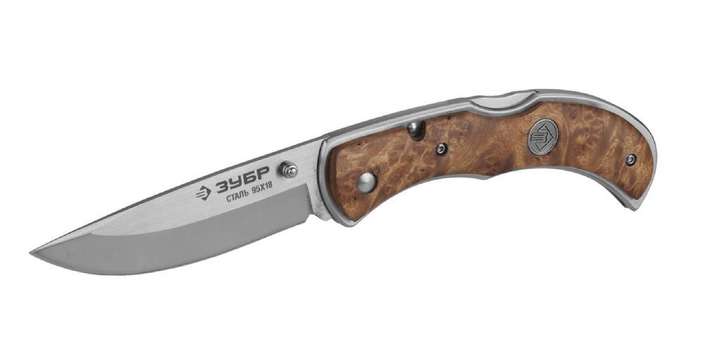 Складной нож ЗУБР Норманн 220 мм лезвие 95 мм рукоятка с деревянными накладками (47714)Купить