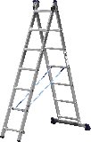 Двухсекционная лестница СИБИН, 7 ступеней, со стабилизатором, алюминиевая, (38823-07)