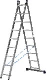 Двухсекционная лестница СИБИН, 9 ступеней, со стабилизатором, алюминиевая, (38823-09)