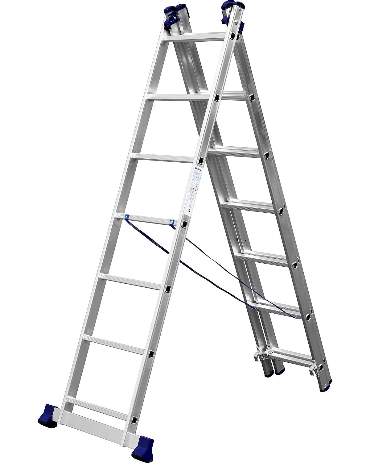 Трехсекционная лестница СИБИН, 7 ступеней, со стабилизатором, алюминиевая, (38833-07)Купить