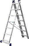 Трехсекционная лестница СИБИН, 7 ступеней, со стабилизатором, алюминиевая, (38833-07)