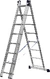 Трехсекционная лестница СИБИН, 8 ступеней, со стабилизатором, алюминиевая, (38833-08)