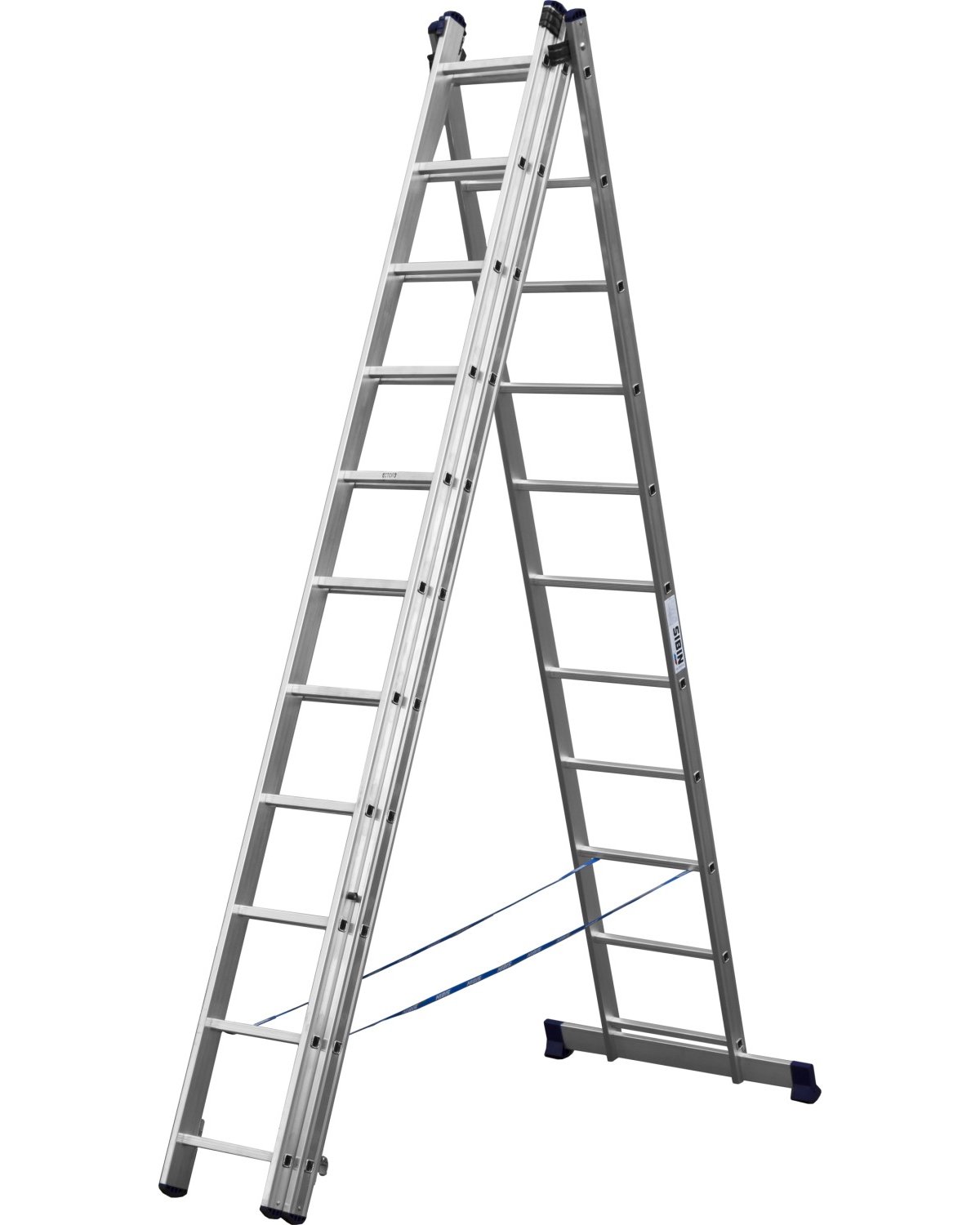 Трехсекционная лестница СИБИН, 11 ступеней, со стабилизатором, алюминиевая, (38833-11)Купить