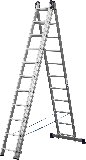 Трехсекционная лестница СИБИН, 11 ступеней, со стабилизатором, алюминиевая, (38833-11)