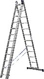 Трехсекционная лестница СИБИН, 12 ступеней, со стабилизатором, алюминиевая, (38833-12)