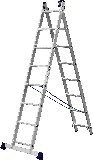 Двухсекционная лестница СИБИН, 8 ступеней, со стабилизатором, алюминиевая, (38823-08)