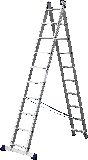 Двухсекционная лестница СИБИН, 10 ступеней, со стабилизатором, алюминиевая, 38823-09 (38823-10)