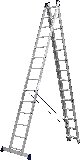 Трехсекционная лестница СИБИН, 14 ступеней, со стабилизатором, алюминиевая, (38833-14)