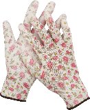 Садовые перчатки GRINDA прозрачное PU покрытие р. L бело-розовые (11291-L)