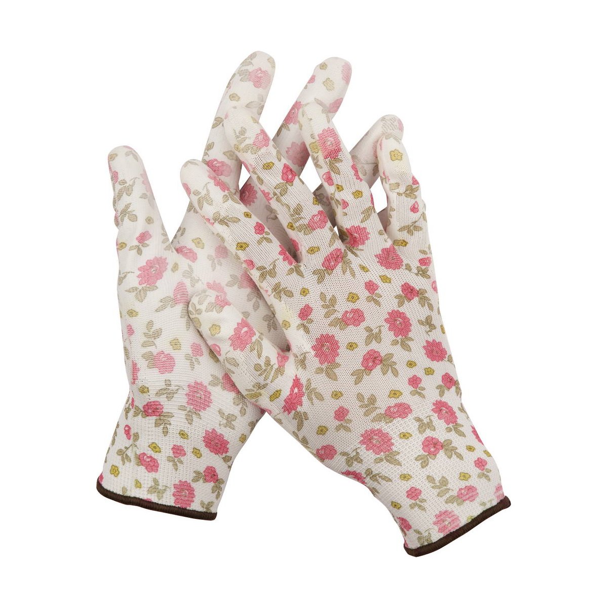 Садовые перчатки GRINDA р. M прозрачное PU покрытие бело-розовые (11291-M)Купить
