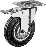 Поворотное колесо c тормозом резина металл игольчатый подшипник ЗУБР Профессионал d 100 мм г п 70 кг (30936-100-B)