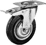 Поворотное колесо c тормозом резина металл игольчатый подшипник ЗУБР Профессионал d 160 мм г п 145 кг (30936-160-B)