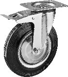 Поворотное колесо c тормозом резина металл игольчатый подшипник ЗУБР Профессионал d 200 мм г п 185 кг (30936-200-B)