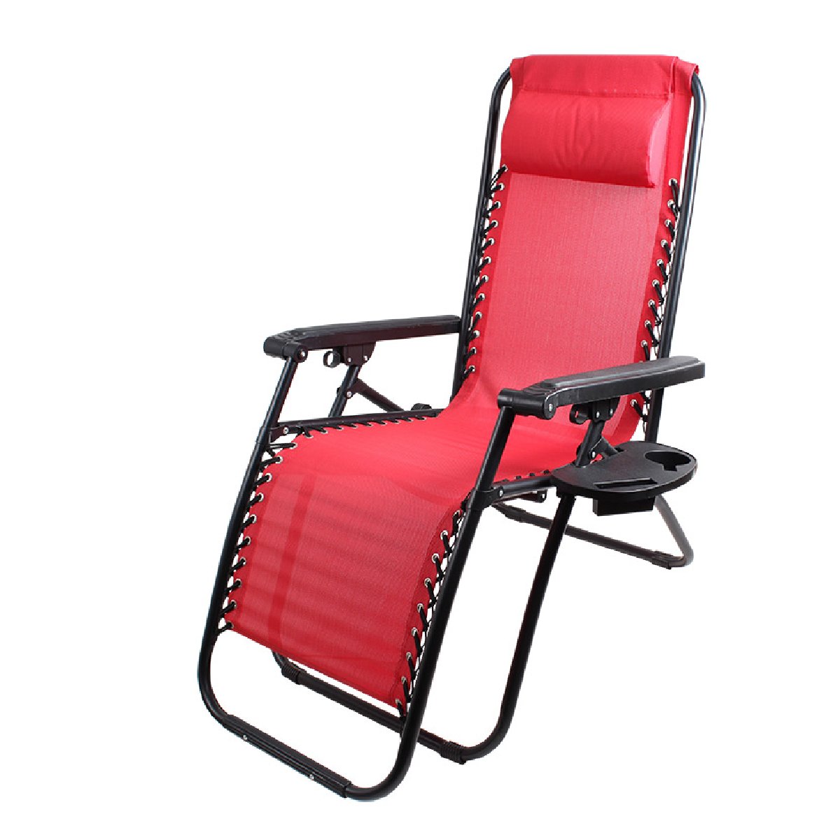 Кресло-шезлонг складное CHO-137-14 Люкс цв. красный (с подставкой) (993160)Купить