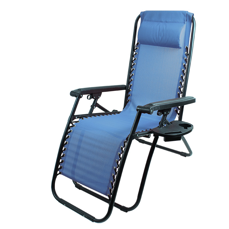 Кресло-шезлонг складное CHO-137-14 Люкс цв. голубой (с подставкой) (993162)Купить