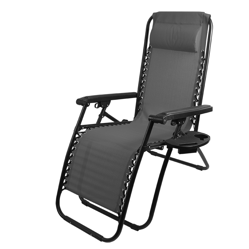 Кресло-шезлонг складное CHO-137-14 Люкс цв. черный (с подставкой) (993163)Купить