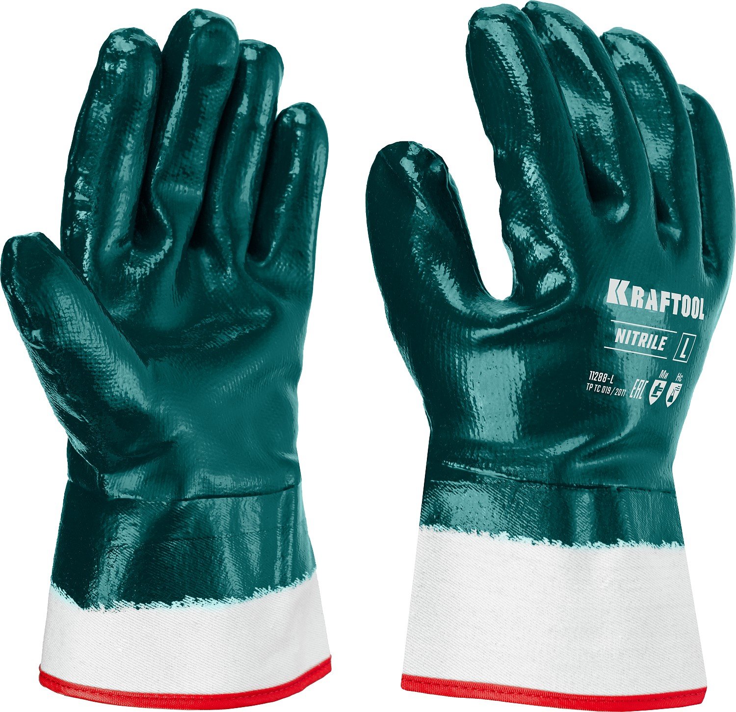 Особопрочные перчатки KRAFTOOL, нитриловое покрытие, максимальная защита от нефтепродуктов, износостойкие, L(9), HYKRAFT (11288-L)Купить