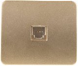 Электрическая розетка СВЕТОЗАР Гамма телефонная одинарная без вставки и рамки цвет золотой металлик (SV-54117-GM)