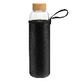 Бутылка для воды Leonord Phantasie,объем 800 мл, из термостойкого стекла, в чехле, крышка из бамбука