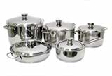 Набор посуды Амет Классика Прима 1с895 (10 предметов, нержавеющая сталь, крышки из нержавеющей стали, дно ТРС-3)