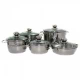 Набор посуды Амет Классика Прима 1с946 (10 предметов, нержавеющая сталь, стеклянные крышки, дно ТРС-3)